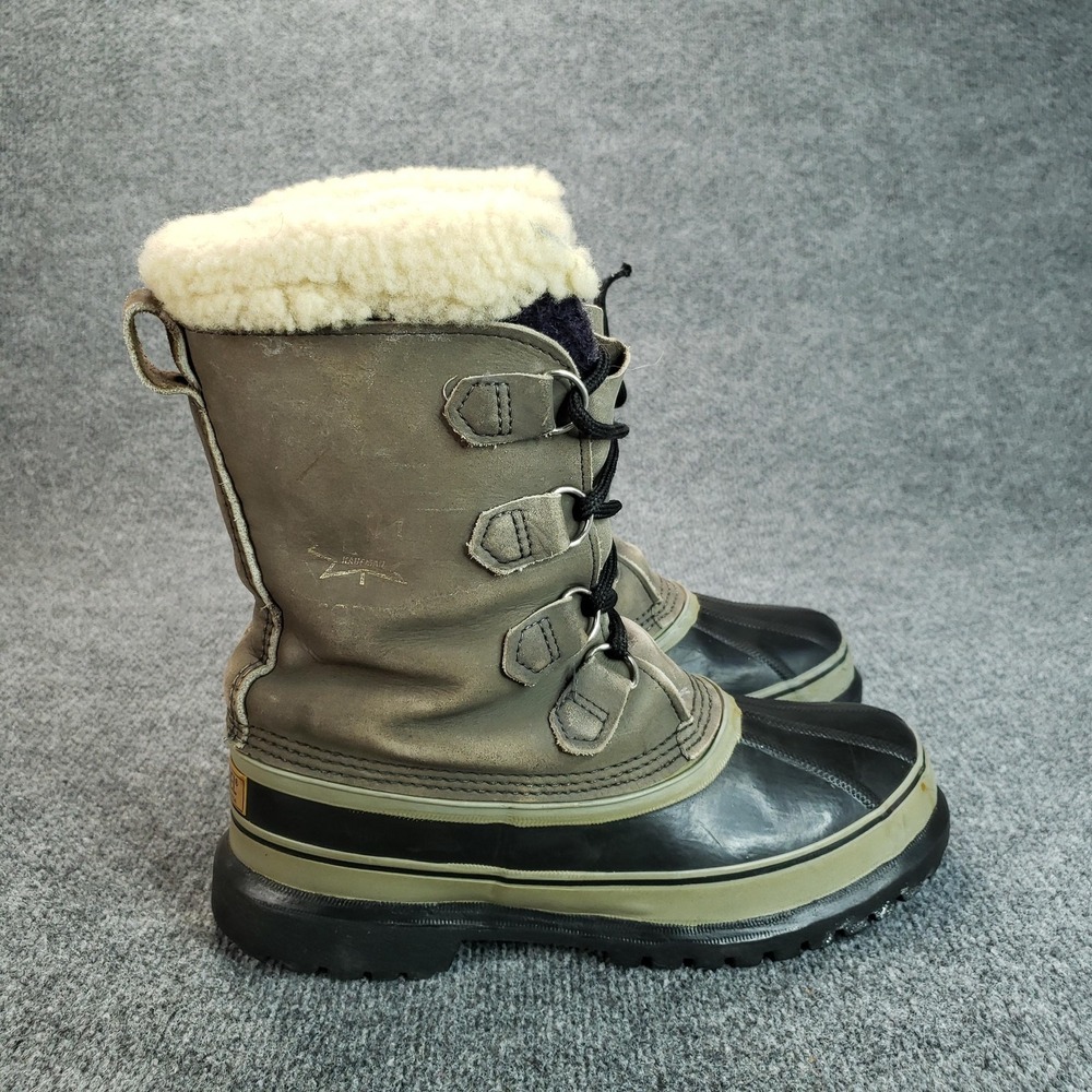 Sorel Caribou Boots Mens Size 10 Green Nubuck Insulated Waterproof Wool Lined